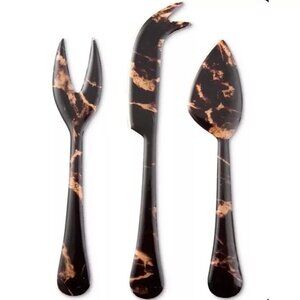 Thirstystone Marble Look Cheese Fork Knife Spade Set of 3 Dark brown Size Os NIB